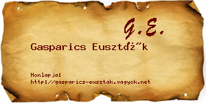 Gasparics Euszták névjegykártya
